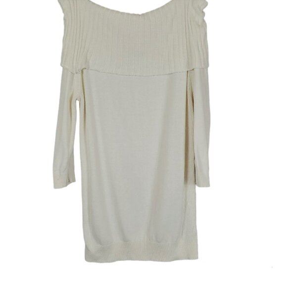 🏆132 Express Off the Shoulder Knit Sweater Ivory Tunic Top - Picture 1 of 5